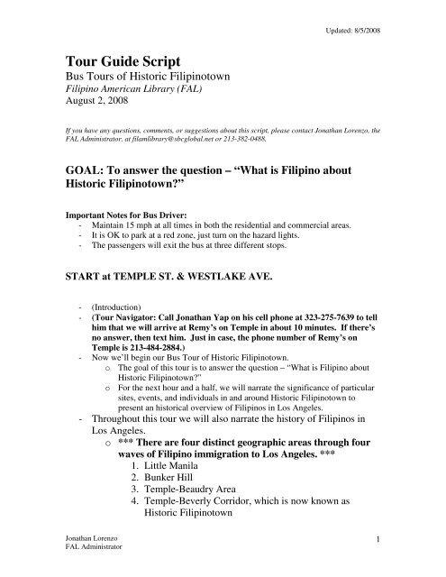 Tour Guiding Script Introduction